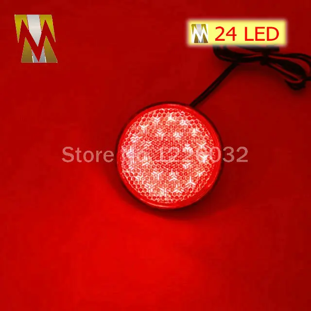 Red Lens Round Red LED Reflectors Brake Light for Universal Motorcycle car truck high performance turn signal light tail light