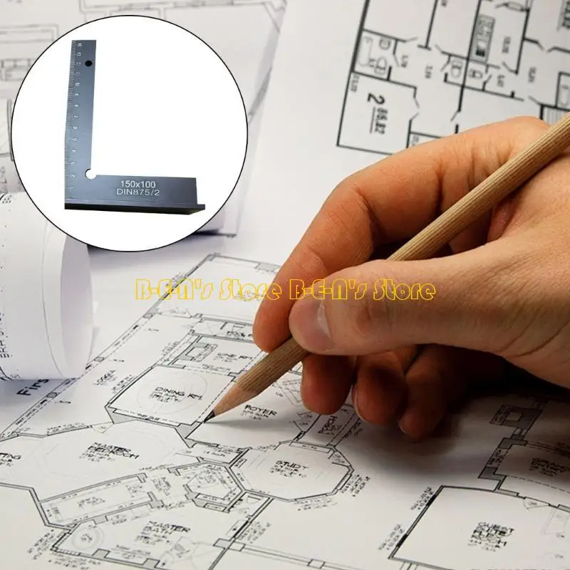 Y1AD 90 Degree Right Angles Ruler Measuring Tool Aluminium Square with Layout Tool for Laboratory Use Woodworking Ruler