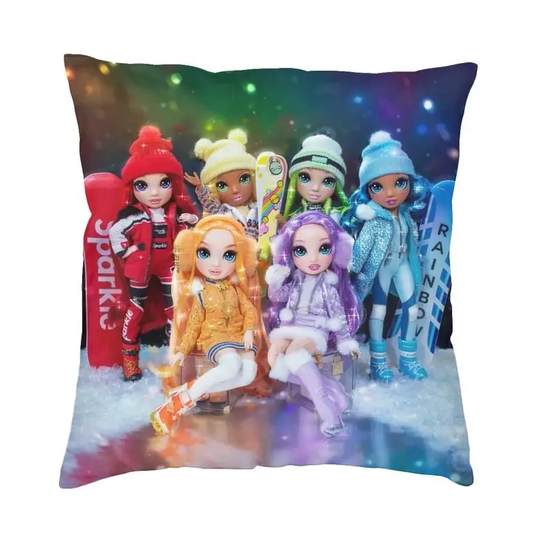 Nordic Style Rainbow High Winter Break Cushion Cover 45x45 Velvet Pillow Case for Sofa Car Square Pillowcase Bedroom Decoration
