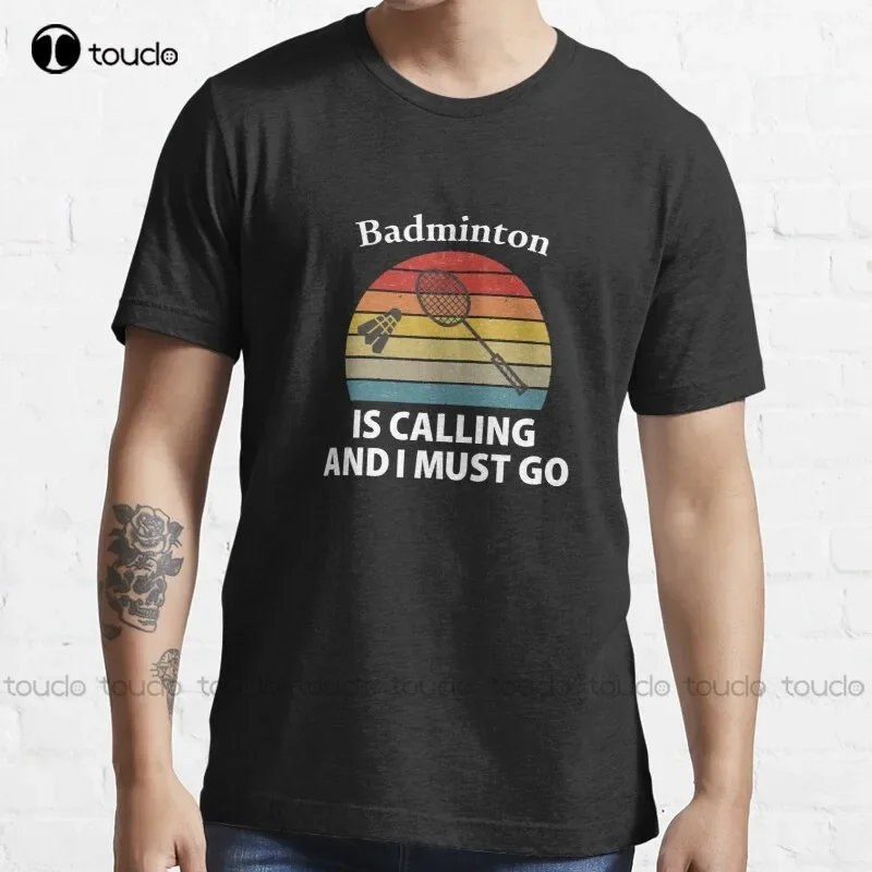 New Badminton Is Calling - Vintage Sunset Circle Style Tee T-Shirt Teacher Shirts s-5xl tshirt men Unisex