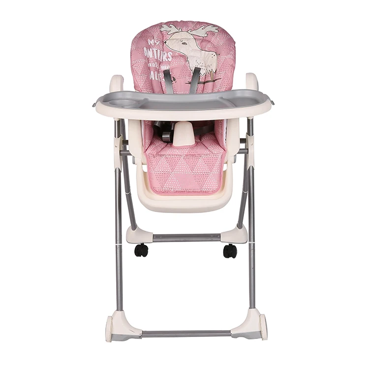 Folding Deluxe Pvc Leather Baby High Chair Baby Feeding Highchair