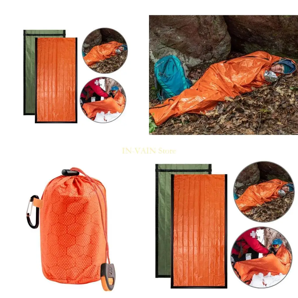 M5TC Emergencia Bivvy Bag Film Survival Sleepings bolsas tapa tibia Survival Bivvy Bivvy, manta emergencia estancada