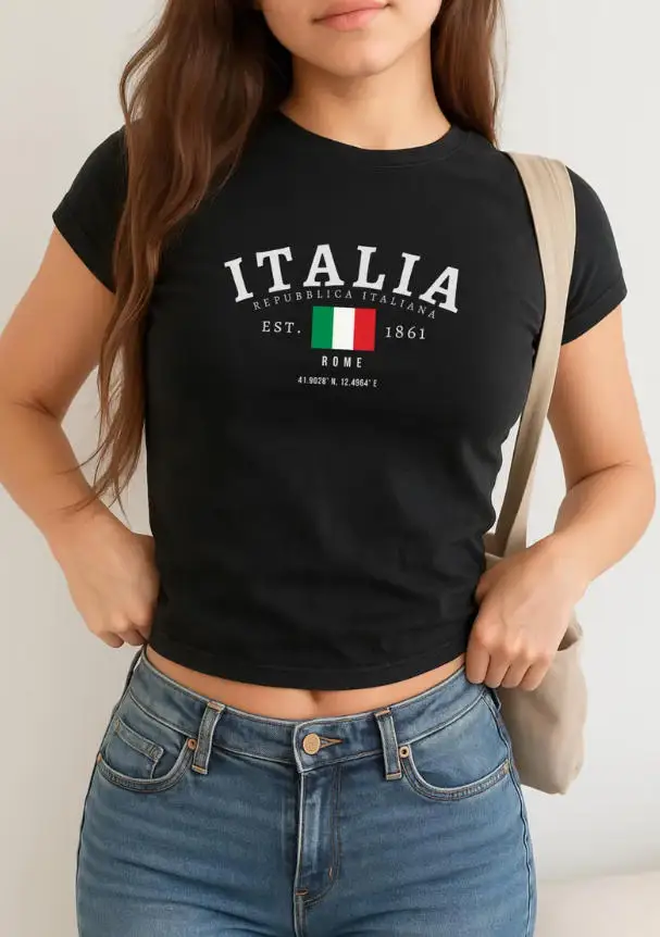 Italy Baby Tee Vintage Rome Flag Shirt Fashion Saint Mediterranean Aesthetic Tee top