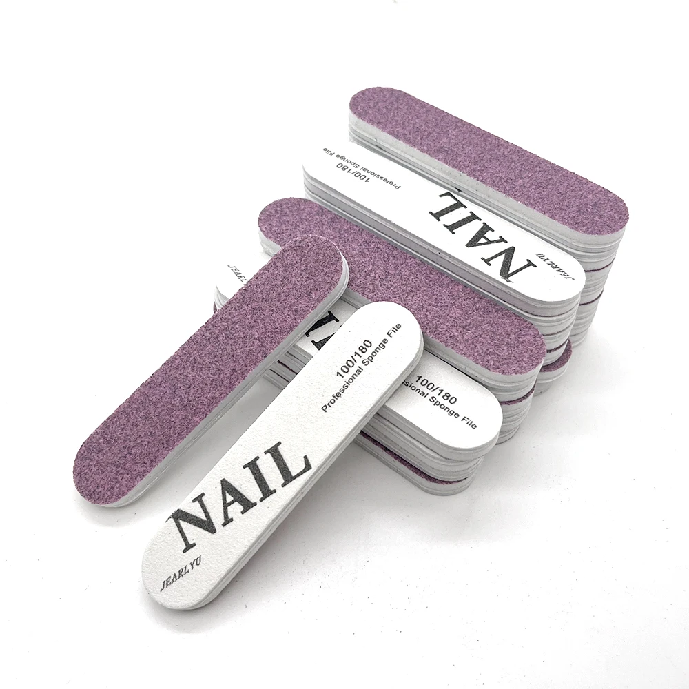 100Pcs Double Sided Sponge Nail File 100/180 Grit High Density TPU Nail Buffer File Durable Emery Board Manicure Pedicure Files