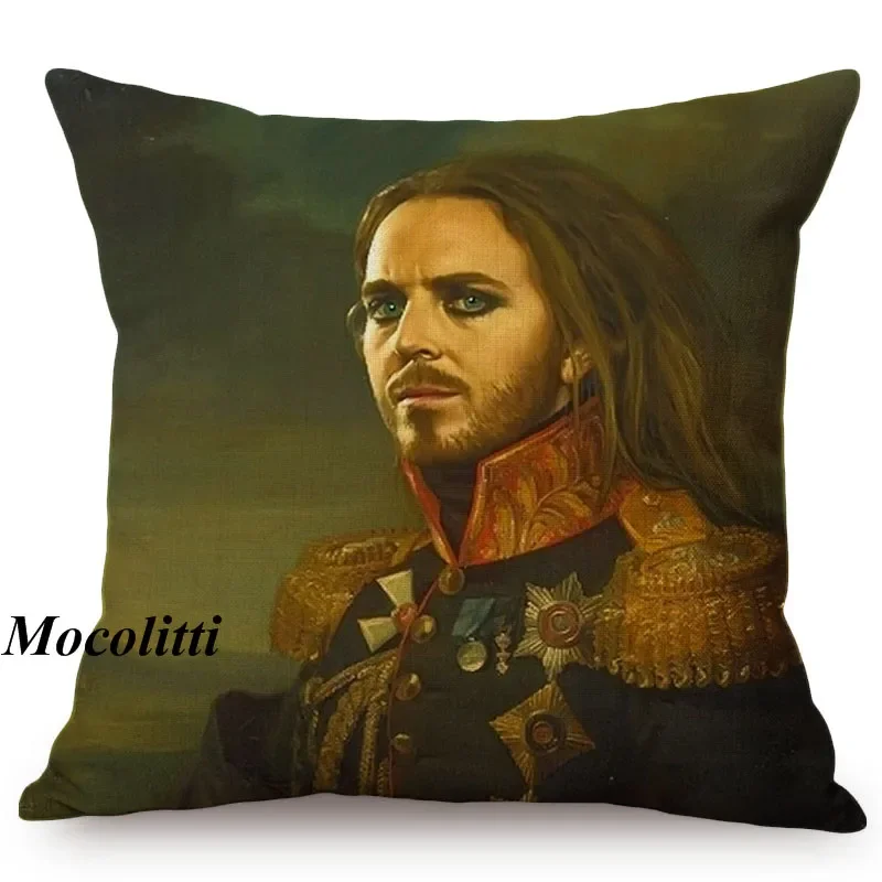 Military Generals Oil Painting Art Decorative Throw Pillow Case Celebrity Star General Costume Design Bedroom Sofa Cushion Cover