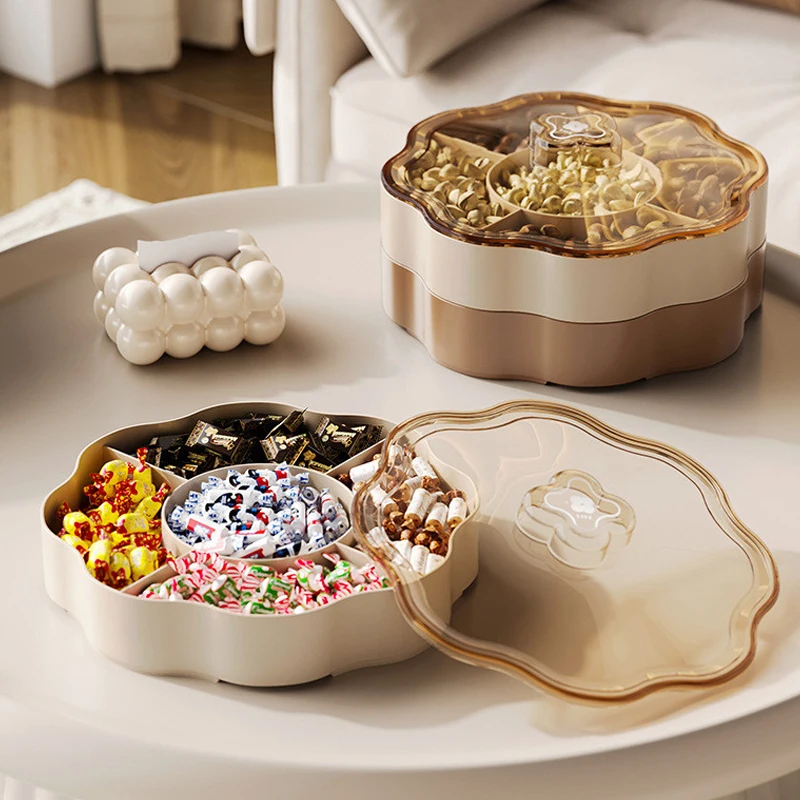 Home Candy Tray Compartmentalized Multi-layer Nut And Melon Seeds Box With Lid PP Small Item Kitchen Storage Box