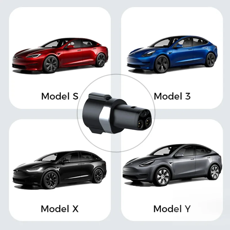 FITMPH Type 1 to Tesla Charging Adapter, Plug and Pull life over 10000 times converter, With fixed metal ring