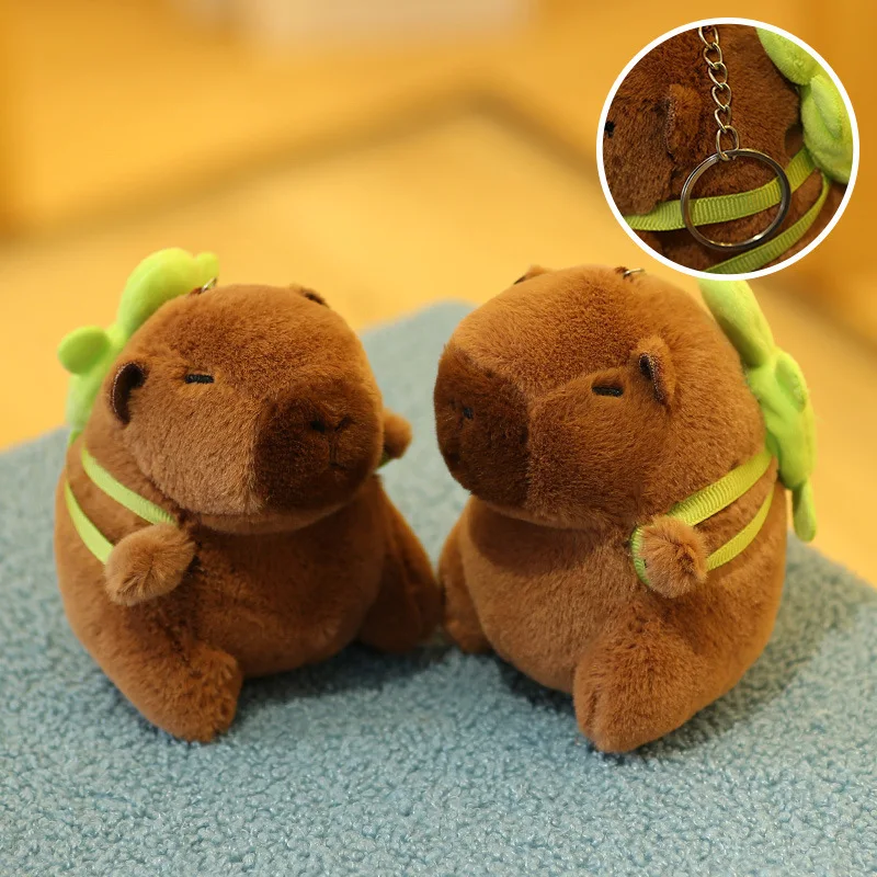 Cartoon Capybara Plush Doll Keychain Pendant Soft Stuffed Doll Backpack Pendant Car Bag Key Ring Decor Kid Gift Keychain