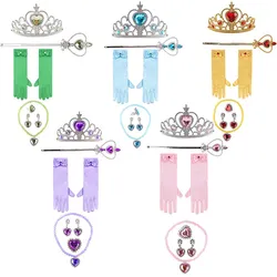 Girls Elsa Anna Accessories Set Gloves Wand Crown Jewelry Princess Role Play Ice Queen Accessories Girls Birthday Party Jewelry