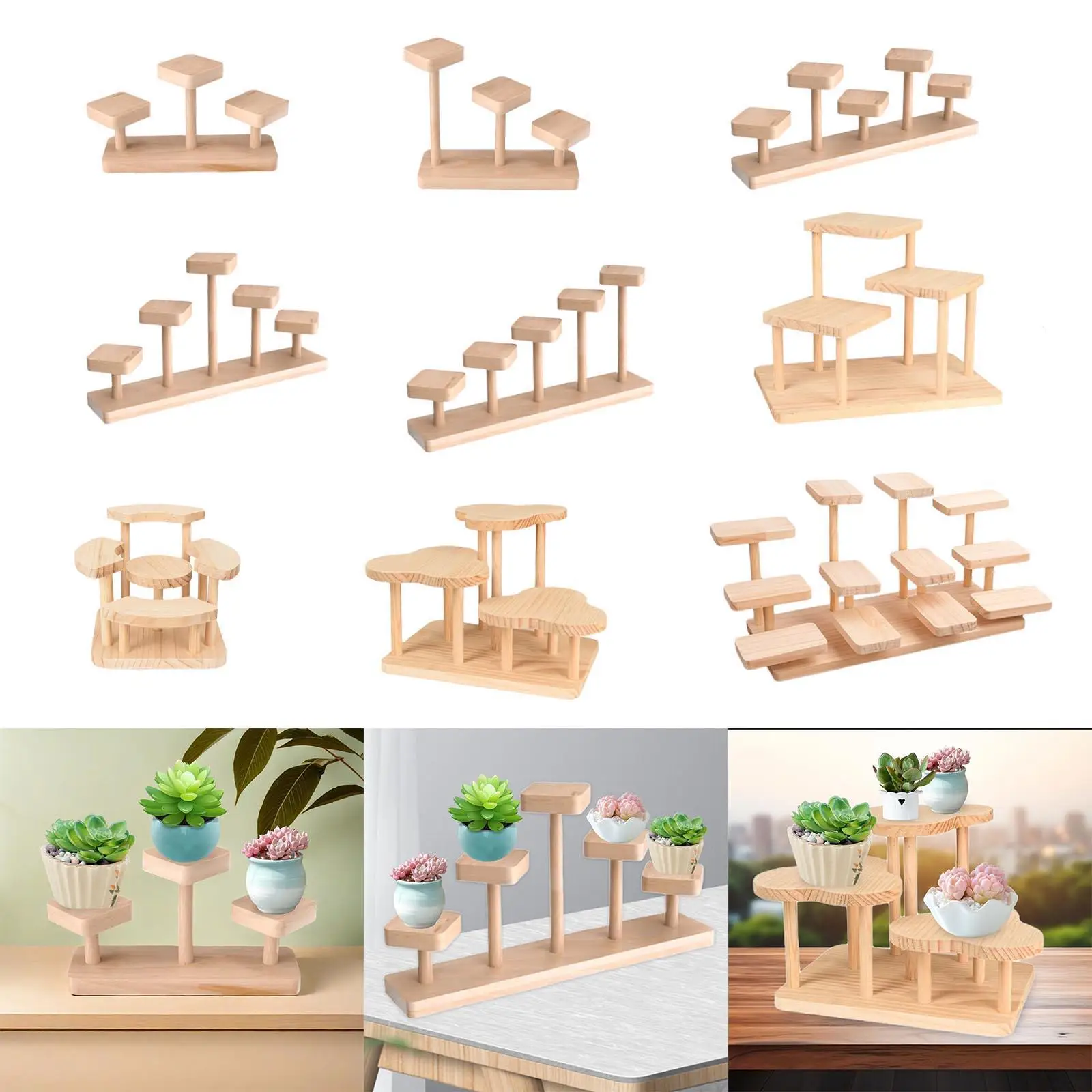 Wooden Display Riser Showcase Decorative Practical Storage Collectibles Display Shelf Figure Display Stand for Jewelry Figure