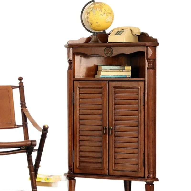 American solid wood corner cabinet corner side cabinet guest restaurant simple dining side cabinet storage rack