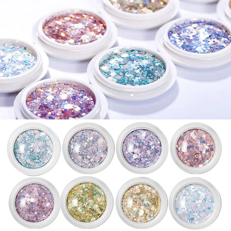 6 Grids/Bag Nail Art Sequins Colorful Nail Polish Flakes Foils For Manicures