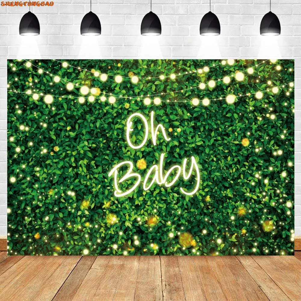 Green Grass Backdrop Oh Baby Happy Birthday Party Wedding Photorgaphy Background Decor Banner Photostudio Photoshoot Supplies