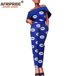 African Clothes for Women Jumpsuit Slash Neck Casual Women Cotton Jumpsuits Print Bodysuit Ankara Romper Floral Attire A1829008