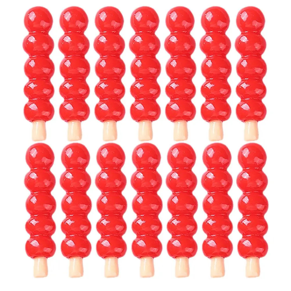 20 pezzi di resina Haws spiedini casa rossa snack mini snack finti decorazione modello liscio di lunga durata mini scena prop