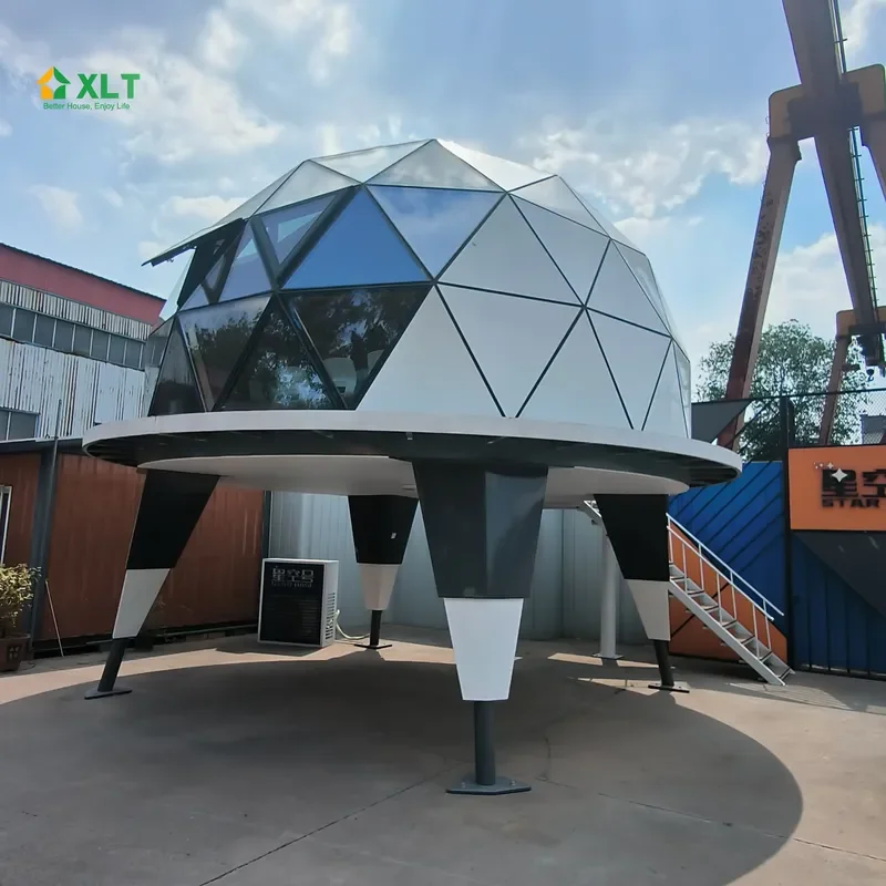 CE Certification NEW Glamping Wooden Frame Flying Saucer Dome House with Kitchen and Bathroom