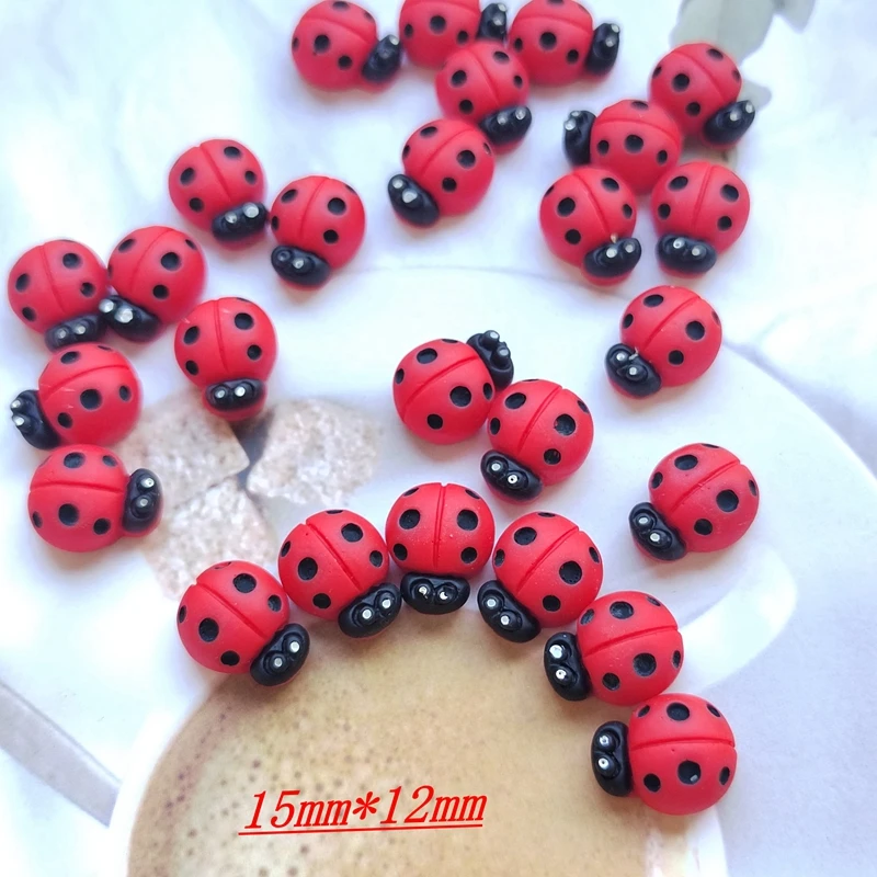 20Pcs New Resin Kawaii Mini Cute Imitation Convex Round Seven Star Ladybug Clipbook DIY Fashion Hairpin Decoration Crafts