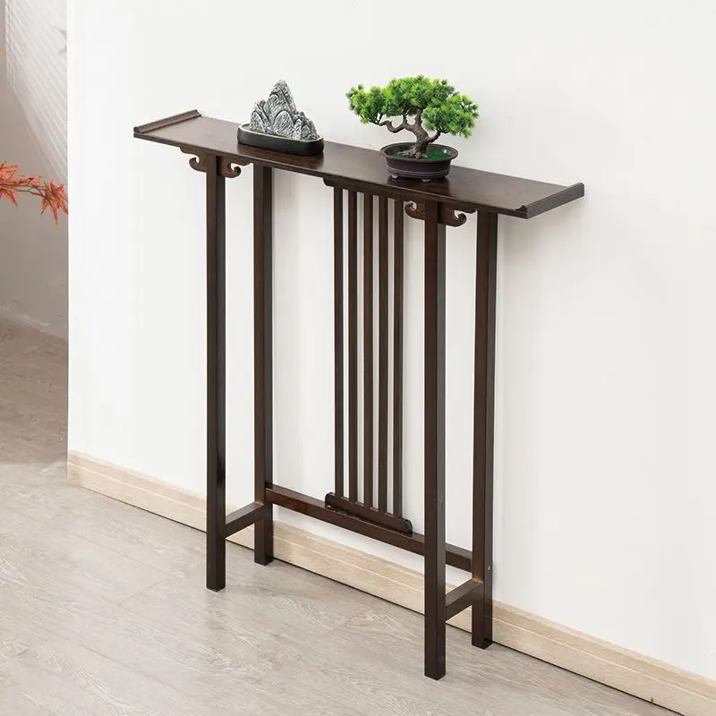 Yjq new Chinese style ultra-narrow extremely narrow flower shelf shelf shelf living room strip case end view table  narrow model