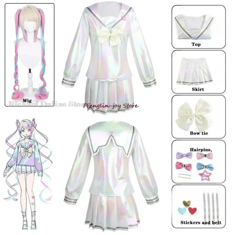 Game NEEDY GIRL OVERDOSE KAngel Cosplay Costume Lolita Girls Beautiful Laser JK Sailor Suit School Uniform Comic Con Outfit