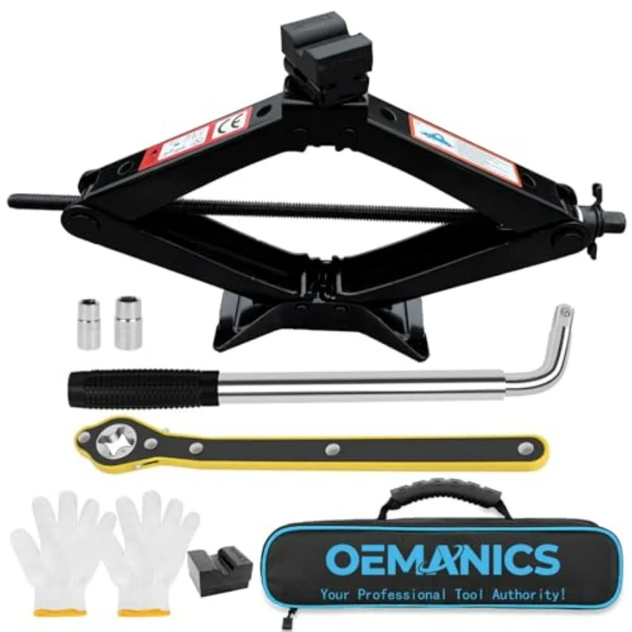 

3 Ton 6613 lbs Car Scissor Jack Kit with Rubber Jack Pad Adapters Universal Heavy Duty Low Profile Jack for Car SUV MPV Black