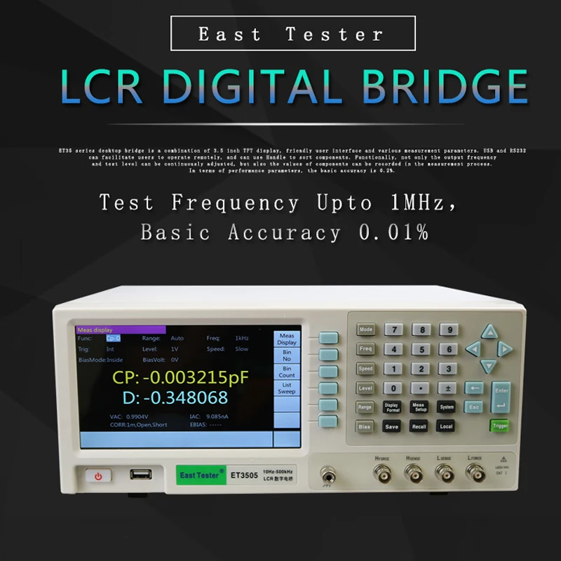 East Tester LCR Benchtop Digital Bridge ET35 Series 100kHz-1MHZ Desktop Capacitance Resistance Impedance Inductance Measure