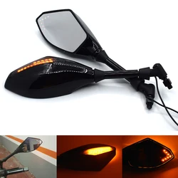 Universal 10mm Motorcycle Rearview Mirrors With LED Turn Signal Integrated For BMW S1000RR K1200S R1200ST F800GT F800ST R1200GS