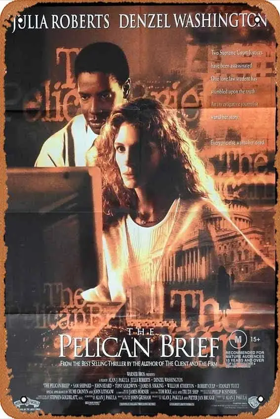 Zuhhgii Vintage Movie Poster Tin Sign THE BRIEF Oriignal One sheet Movie poster Julia Roberts Denzel Washington Retro of Classic