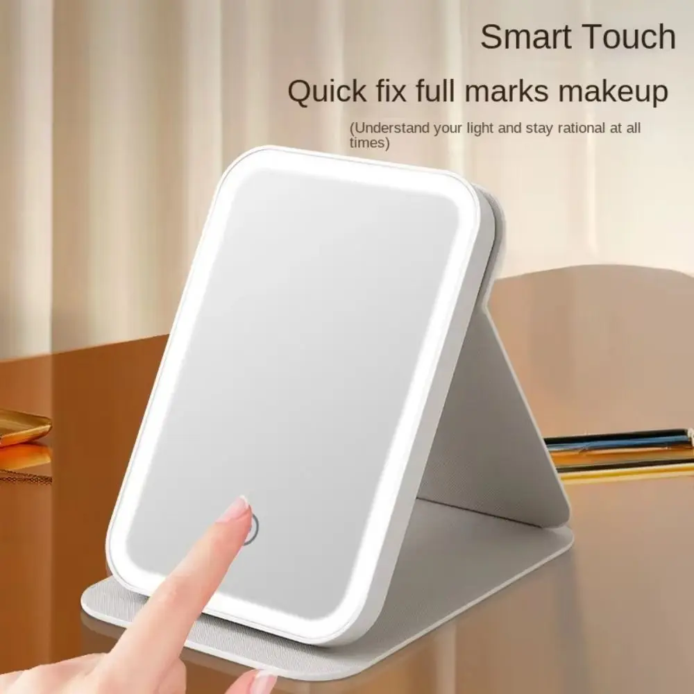 Touch Makeup Mirror Dimmable Charging Table Makeup Mirror Clear 3 Color Light Desktop Cosmetic Mirror Dressing Table