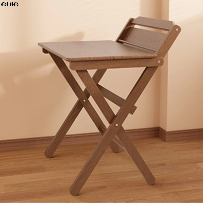 GUIG Foldable Small Desk Bedside Computer Desk Simple Household Small Solid Wood Dining Table Bedroom Folding Desk Hot New