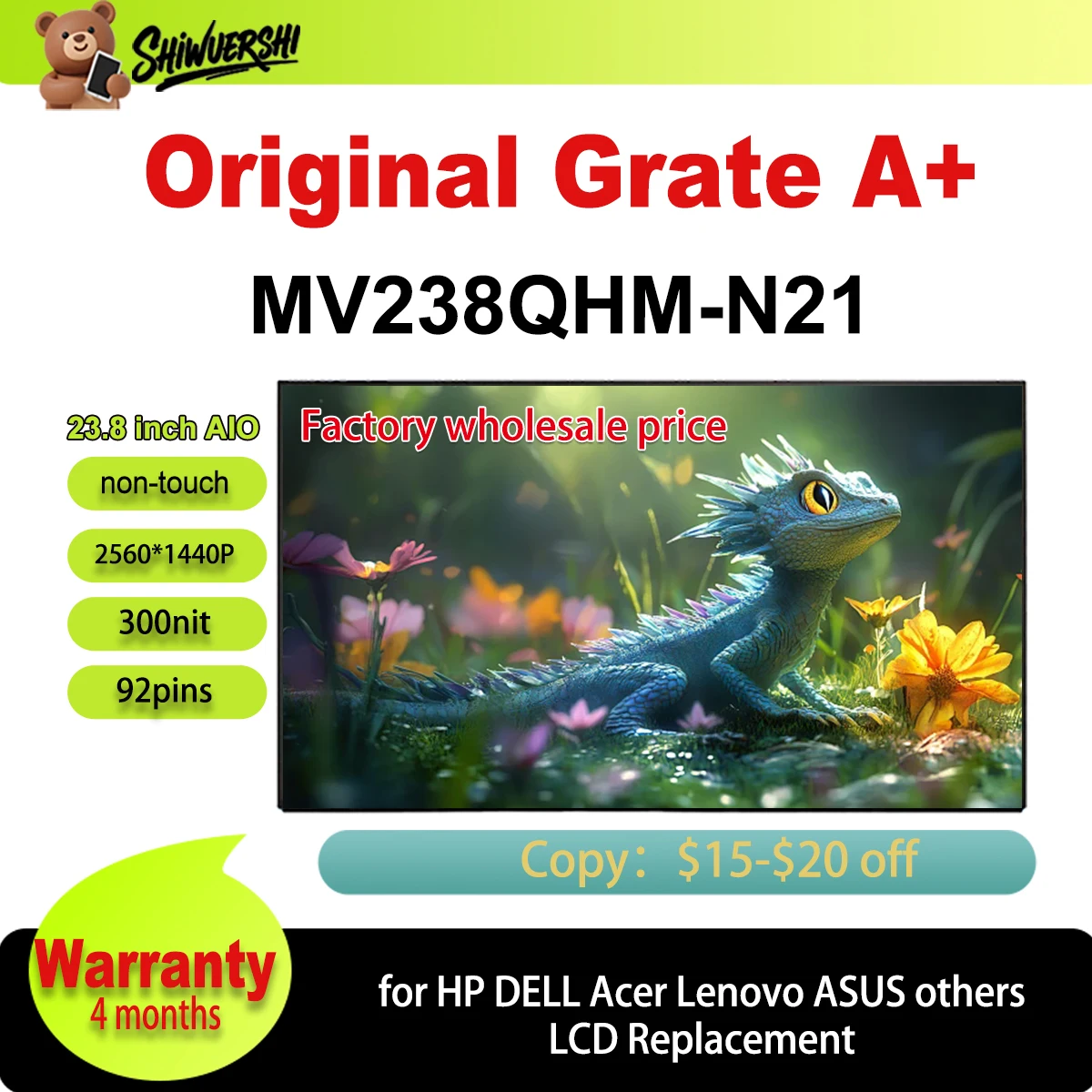 

Wholesale 23.8" Original New A+ LCD Screen MV238QHM-N21 MV238QHM N21 Lcd Screen Replacement