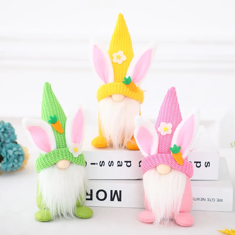 

Easter Cute Rabbit Decorations Creative Hanging Bunny Ornaments Plush Carrot Rabbit Elf Dolls Home Party Holiday Decor Kid Gifts