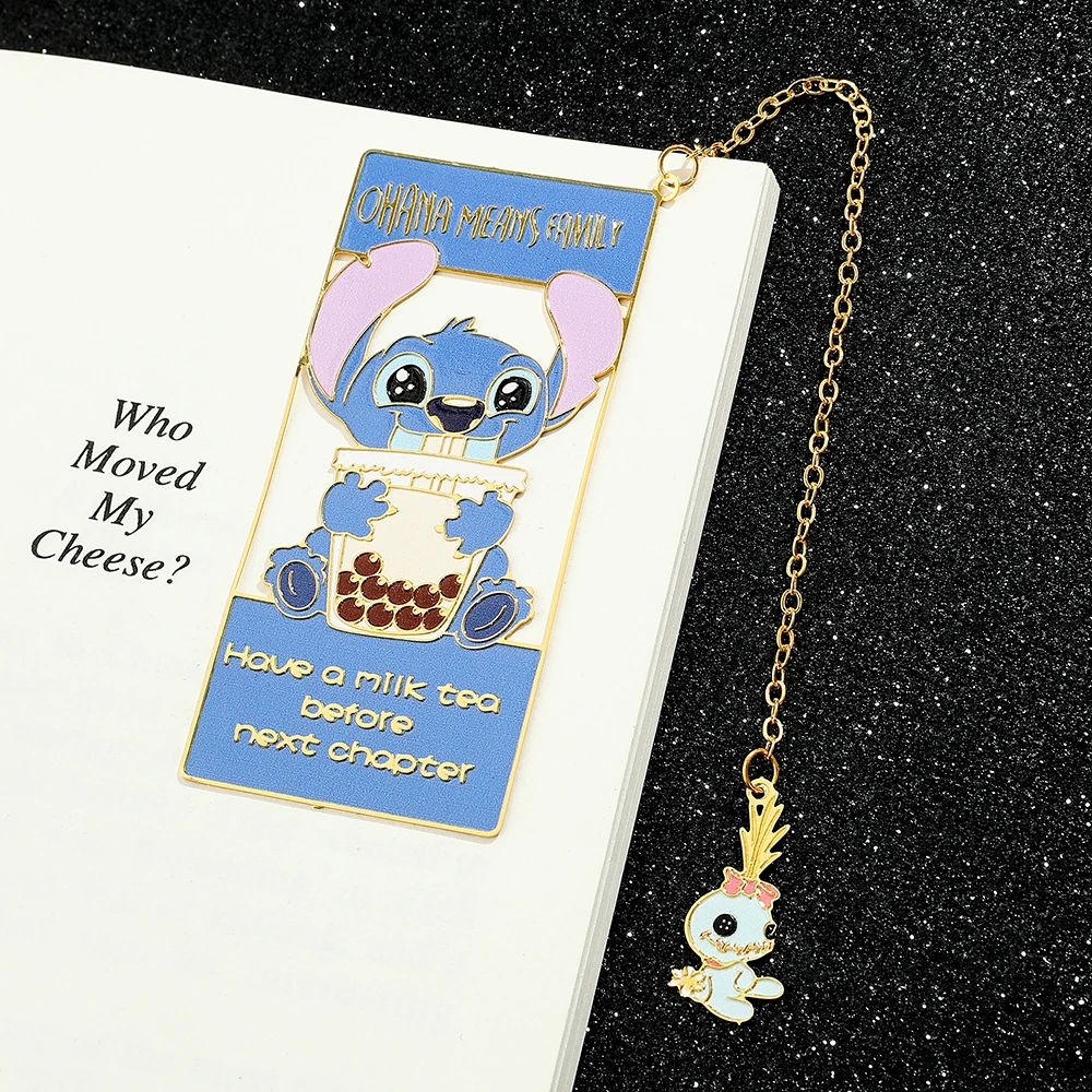 Marcapáginas de Stitch para comer, marcador de libro de Metal para amantes de los libros, regalo para padres e hijos, accesorio de Anime