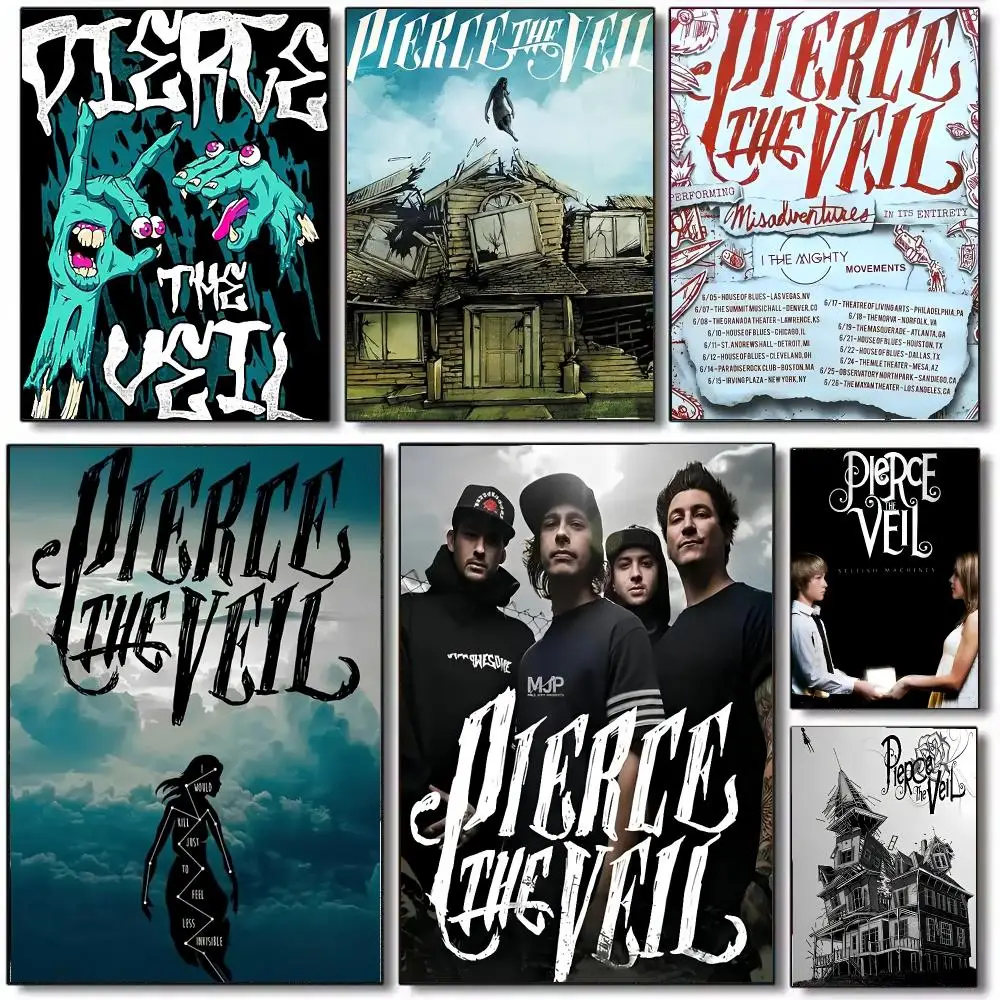 Rock Band P-Pierce The Veil Poster Wall Art Printed Decor Sticker Stylish Home Gift for Living Room Bedroom Corridor Cafe