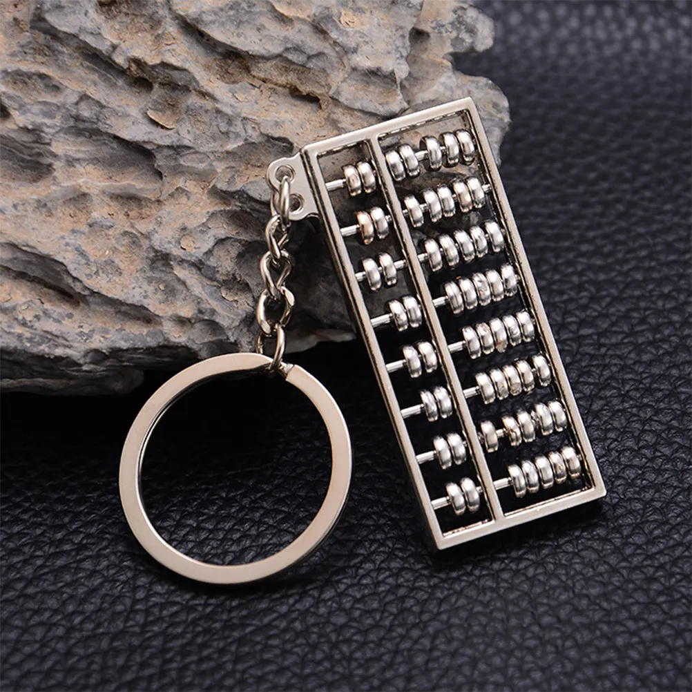 3 Piece Abacus Keychains Silver Key Rings for Bags Backpacks Stylish Unisex Pendants Small Gift Set