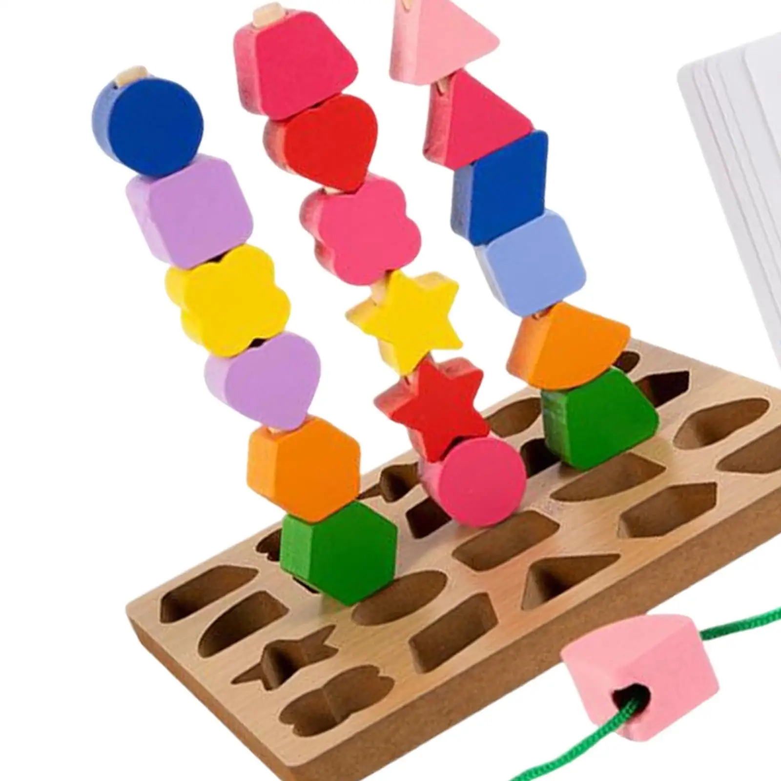 Montessori,Wooden Beads Sequencing Toy Set,Matching Shape Stacker Lacing Beads Matching Shape Colors Toys,for Children Gift