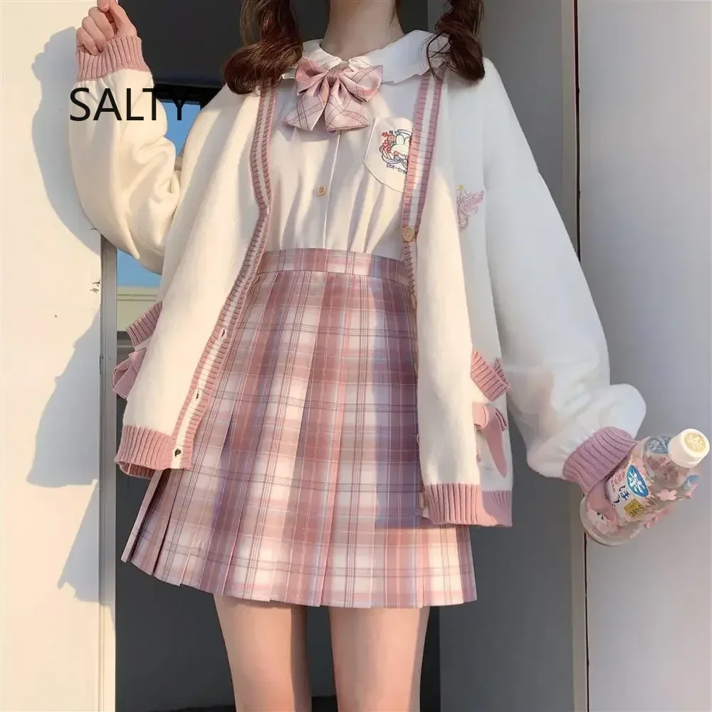 2025 Autumn Winter Women Sweater Loose Japanese Style Sweet Knitted Cardigan Embroidery Oversize Harajuku Female Cardigans Cute
