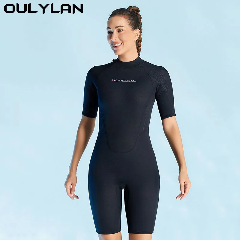 

Oulylan 3MM Neoprene Short Sleeves Women Wetsuit Keep Warm Scuba Diving Suit Surfing Jellyfish Snorkeling Spearfishing Wet Suit