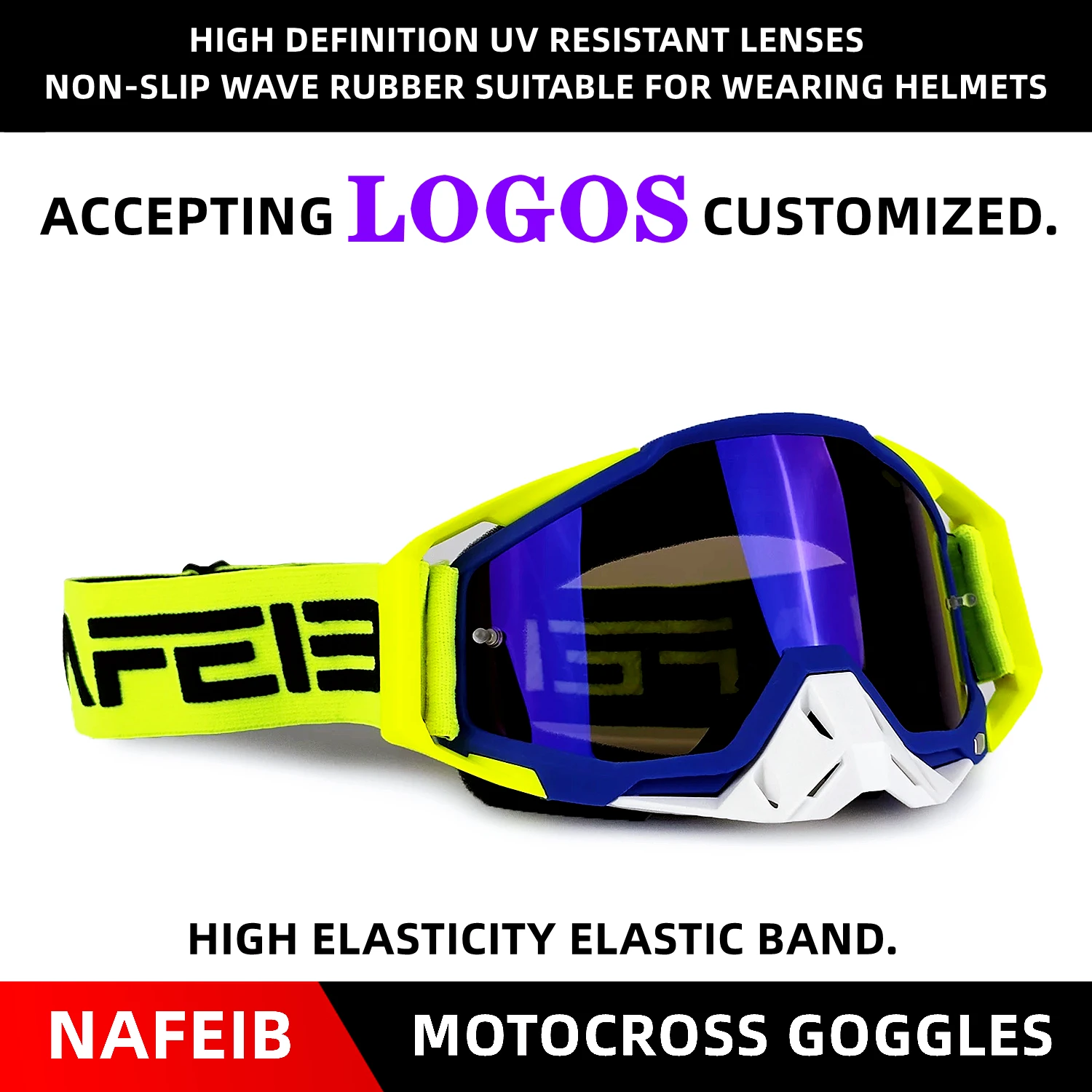 

NAFEIB Professional Ski Motocross Glasses For Men Windproof And UV-Protective Suitable for MTB ATV And Various Outdoor Sports