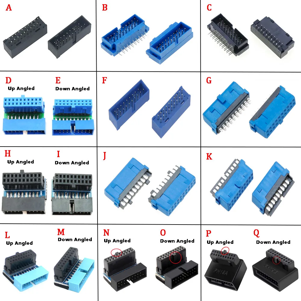 1piece USB 3.0 19Pin 20Pin Male Female Connector 90/180 Degree Motherboard Chassisplugged Plate IDC 20 Pin Connector Socke