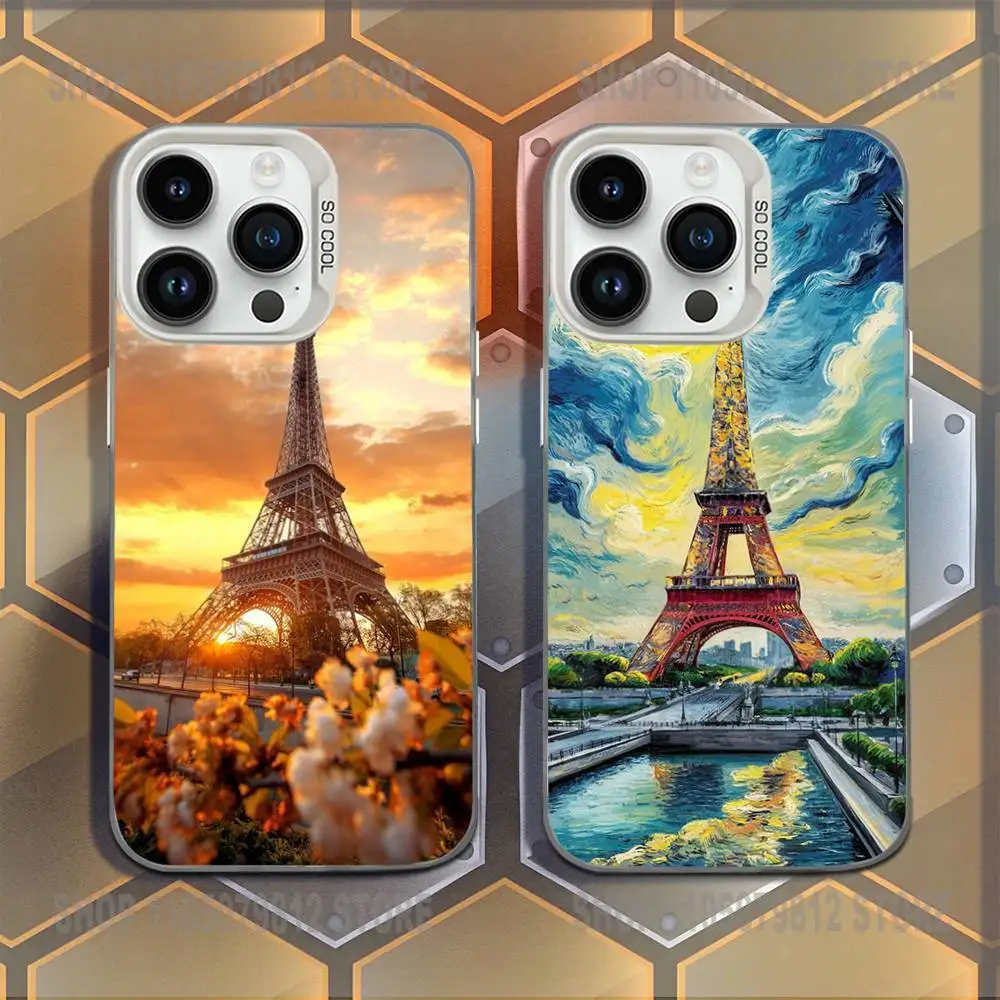 

Paris Art Eiffel T-Tower Phone Case For iPhone X,17,16,15,14,13,12,11,Mini,Pro,E,MAX White Candy Matte Shockproof Cover