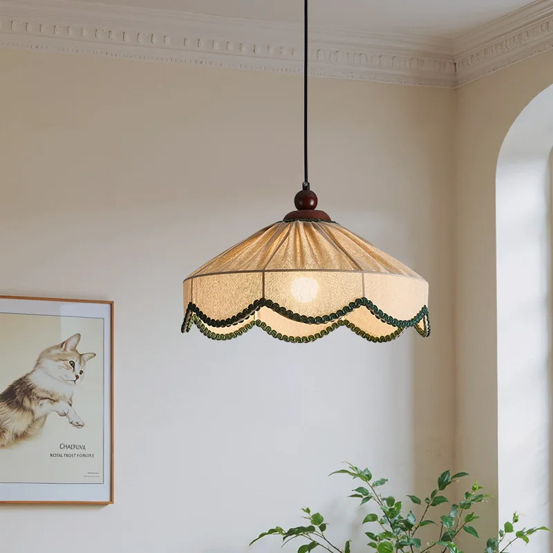Arab Rustic New Classic Fabric Hanging LED Lighting Chandelier Pendant Light Bedroom Livingroom Lamp Interior Room Decoration
