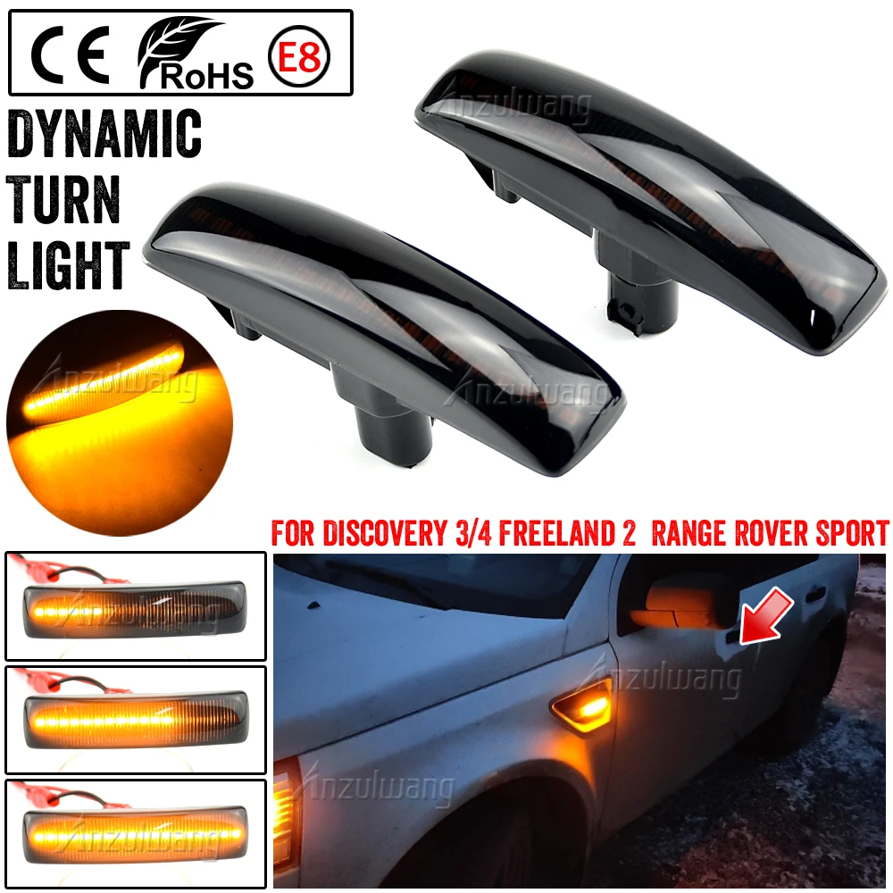 2Pcs LED Turn Signal Dynamic Side Marker Lamp Repeater Indicator Light For Land Rover Freeland 2 Discovery 3 4 Rover Sport L320