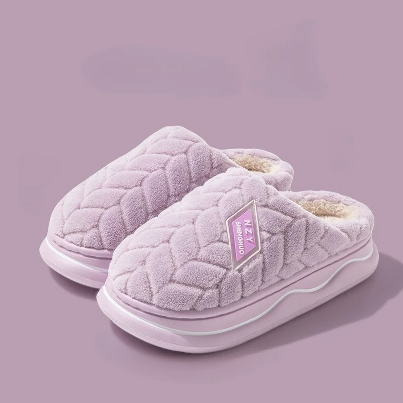 Winter Women's Cotton Slippers Keep Warm Mens Slippers Plush Indoor Couple Shoes Non Slip Women Men Shoes Lightweight Pantuflas