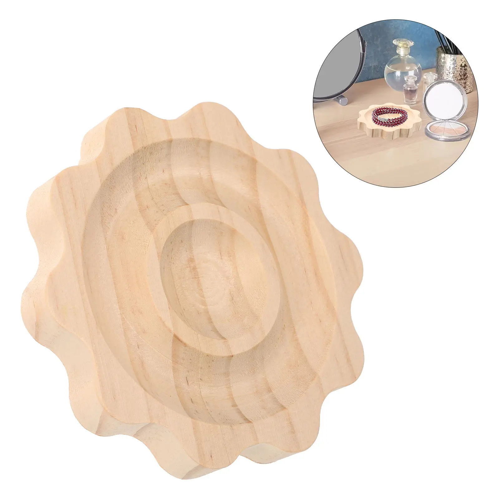 

Деревянный органайзер для украшений: поднос для бусин, браслетов и браслетов-обручей, стильный дизайн в виде цветка, доска для бисероплетения с пазами, компактный.