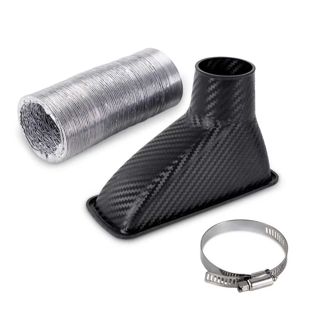 Air Intake Vent Car Front Bumper Grille Inlet Pipe Kit Injection System Funnel Turbine Universal Carbon Fiber Pattern