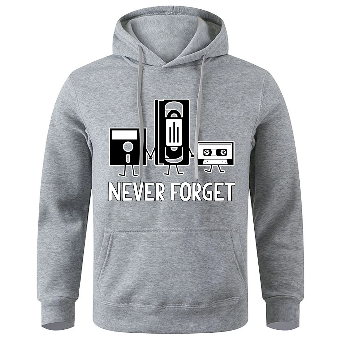 Never Forget Floppy Disk Printing Hoody Man Fleece Comfortable Streetwear Basic All Match Pullovers Warm Sports Street Hooded