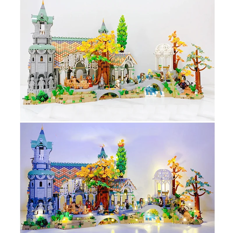 Creative Movie Lorded Rings Rivendell Castle Model Building Blocks Brick Street View collectible Toys for Kids Christmas Gifts