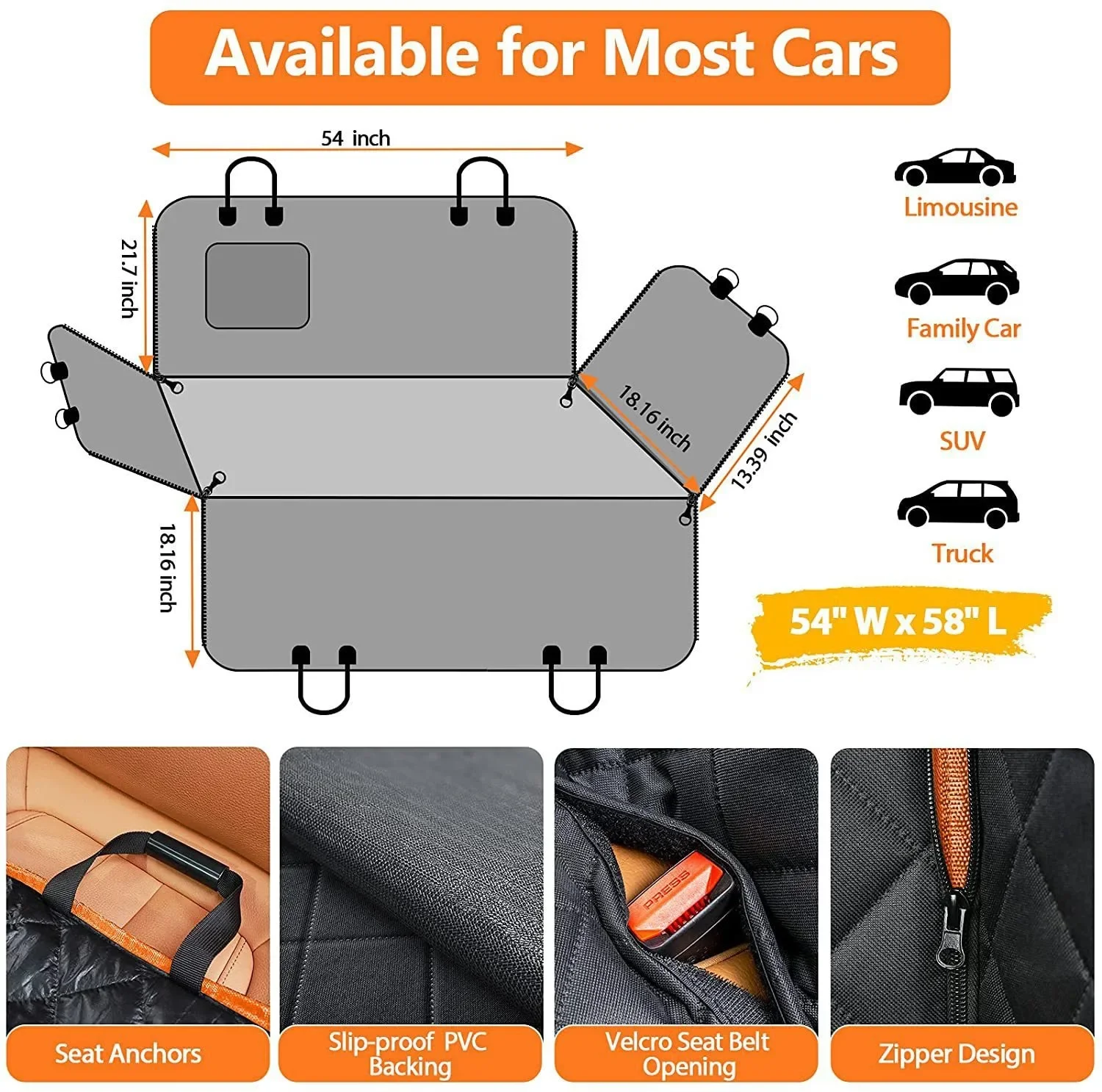 Popular Pet Products New Styles Universal Waterproof Dog Hammock Pet Backseat Protector Extender Cover Dog Car Seat Cover