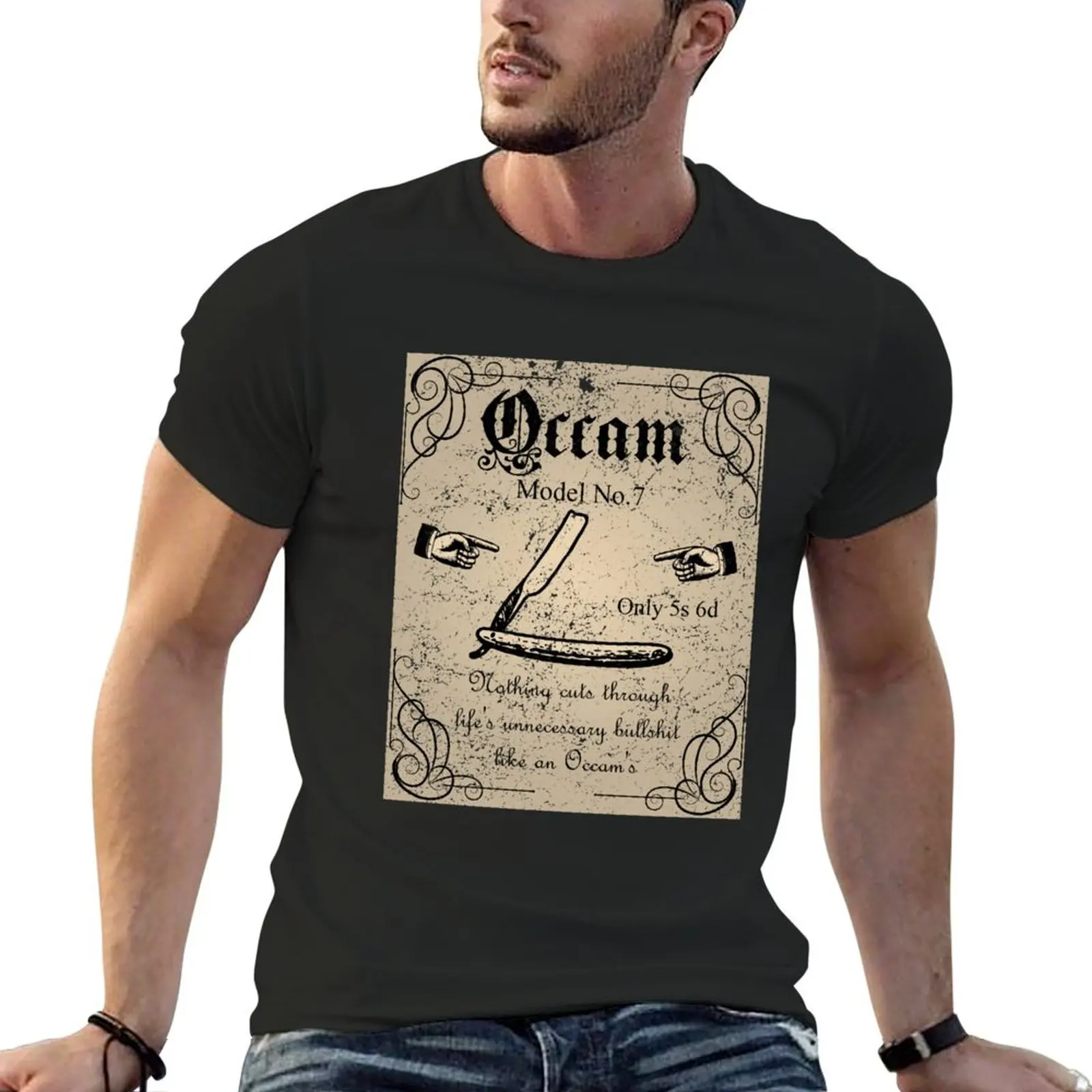 Occam's razor cutting through the BS T-Shirt rapper graphic tees tops plain black t shirts men