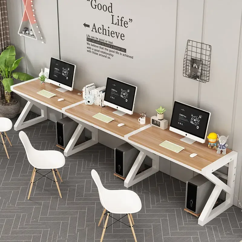 Double writing desk Student household three-person desk Work desk Triple seat Computer desk Three-person